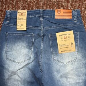 Born Primitive Blue Straight Men's Jeans dark wash distressed faded active denim